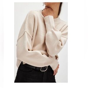 Free People Easy Street Cropped Sweater Pearl Cream beige S